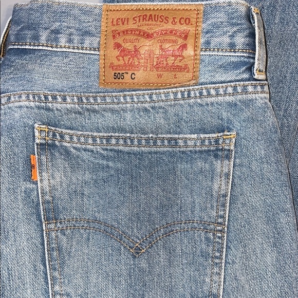 Levi's Other - Levi's 505 C Orange Tab Cropped Distressed Jeans 90s Vintage Style Size 36